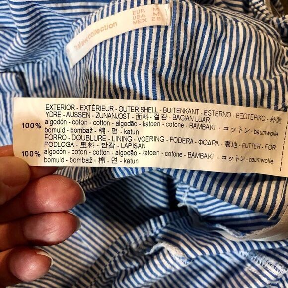 Zara Trafaiuc Collection Off-The-Shoulders Blue White Striped Blouse Medium - Picture 11 of 14